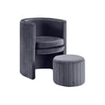 thumbnail image 1 of Maykoosh Retro Renaissance Contemporary Velvet Upholstered Accent Chair and Ottoman Set with Deep Channel Tufting, 25" W x 22.5" D x 30" H, Ideal Living Room Furniture-Color:Grey, 1 of 9