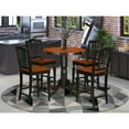 Farmhouse Pub Set - Kitchen Table with 4 Bar Stools - Small Round Table ...