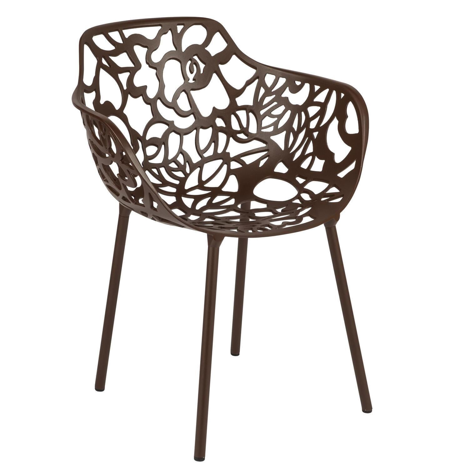 Devon Brown Aluminum Cut-Out Outdoor Dining Chair