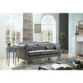 thumbnail image 1 of Maykoosh French Country Velvet Upholstry Fabric Button Tufted Living Room Sectional Sofa in Rutched Arm Style - 35"D x 82"W x 34"H-Color:Dark Gray, 1 of 5