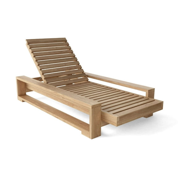 Farmhouse Sun Lounger - Teak Wood Patio Furniture - Outdoor Daybed - Modern Design