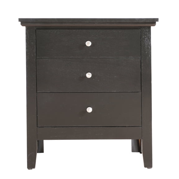 Solid Wood Nightstand - 24" Wide Bedroom Furniture - Black Finish