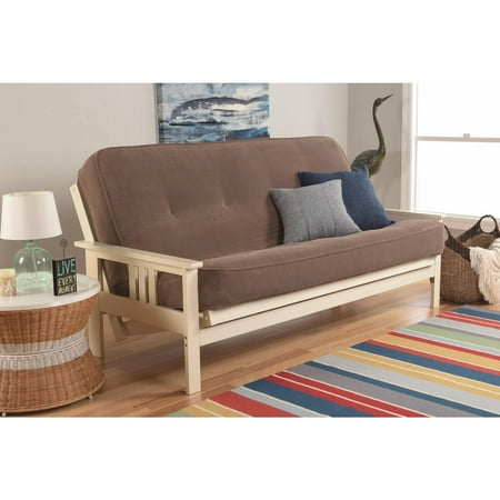 Full Size Futon Frame Sofa Bed - French Country Design - Antique White Finish - Easy Conversion