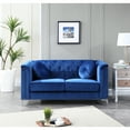thumbnail image 1 of French Country Loveseat - Navy Blue Velvet Tufted Sofa, Comfortable Seating, 1 of 9