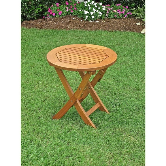 Folding Round Table - Balau Wood Patio Table, Outdoor & Indoor Use, Durable & Weather Proof