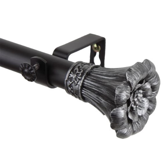 Maykoosh Global Glam Home Decorative Window Curtain Rod, Tension Mounted, Includes - Adjustable Poles, Brackets, Mounting Hardware, Black.48 X 1 X 1 Inches