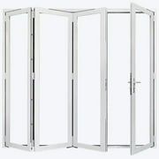 Aluminum Folding Patio Door - 120" x 80" - 4 Panel White Finish - Indoor Outdoor Transition