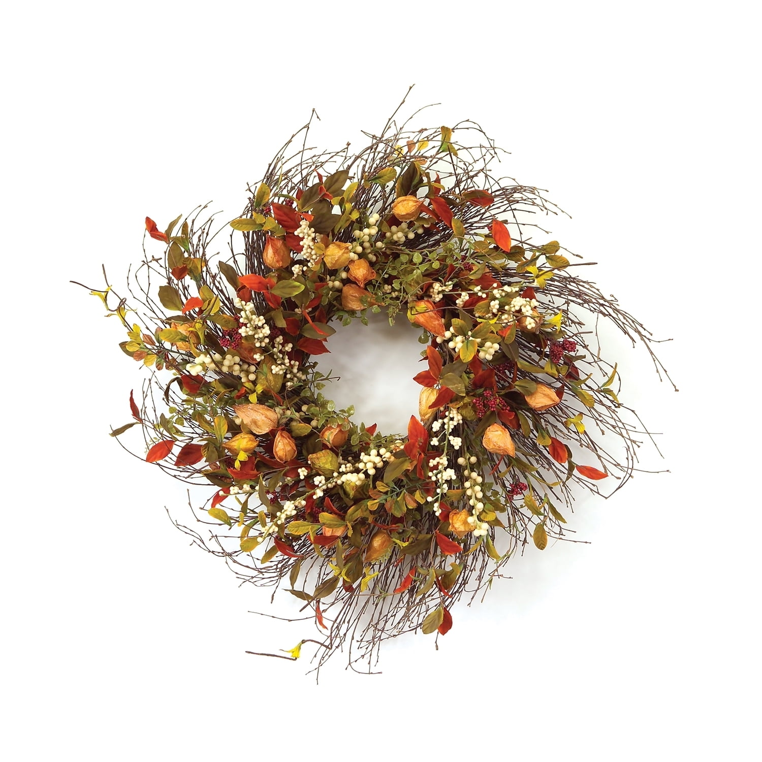 Autumn Cape Gooseberry and Mixed Foliage 20" Wreath