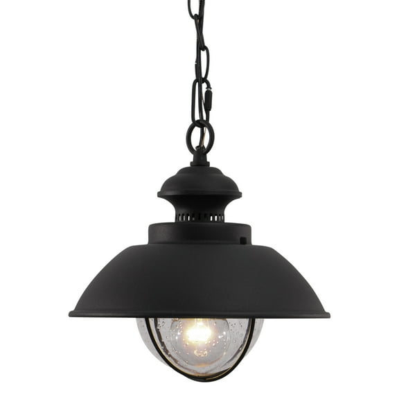 Gothic Pendant Light - Black Farmhouse Barn Light with Glass Shade - Indoor Outdoor Ceiling Fixture