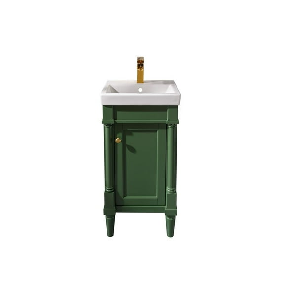 Gothic Glamour Vanity Sink 18 Inch Green Sink with White Ceramic Top - Pre-Drilled Faucet Hole