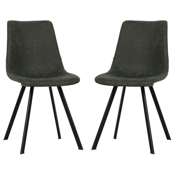 Modern Dining Chairs Set of 2 - Leather Upholstered Accent Chairs - Metal Leg Design - Stylish Home Seating