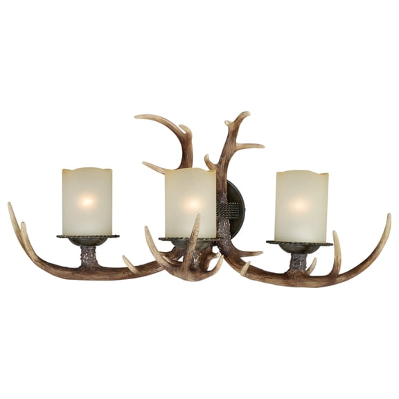 Rustic Bathroom Vanity Light - 3 Light Bronze Fixture - Lodge Cabin Style