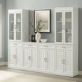thumbnail image 1 of Sideboard with Glass Door Pantry Set - 3 Piece Storage Cabinet - Rustic White Living Room Buffet & Hutch, 1 of 3