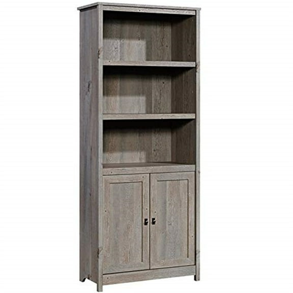 Gothic Library Bookcase with Doors - Adjustable Shelves, Mystic Oak Finish - Tall Bookcase for Living Room, Office, Hallway