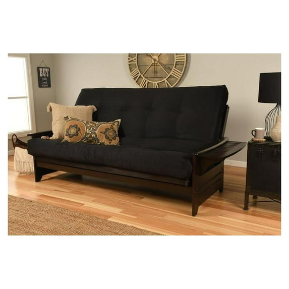 Maykoosh Gothic Grandeur Futon Frame/Queen/Espresso Finish/Suede Black Mattress