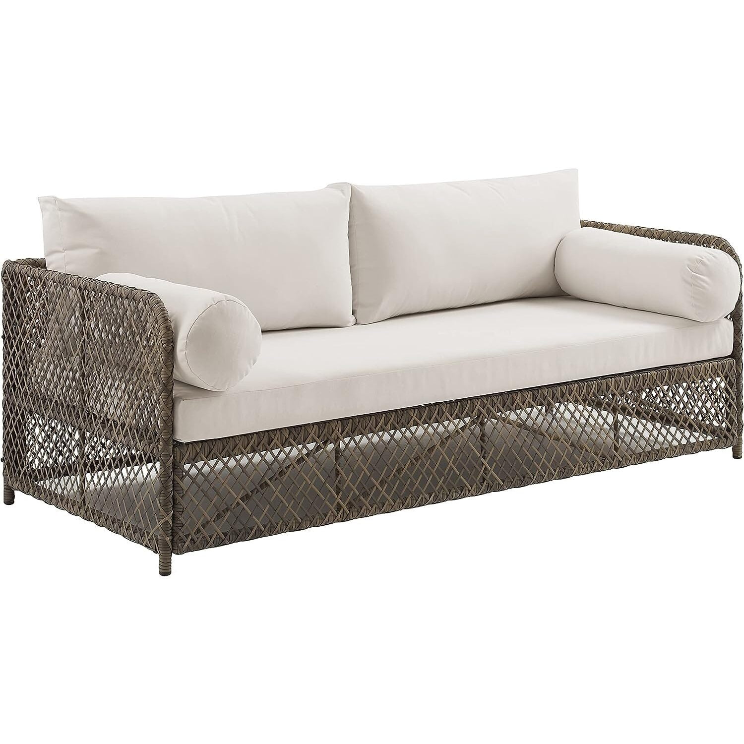 Granite Bay White Wicker Three-Seat Outdoor Sofa