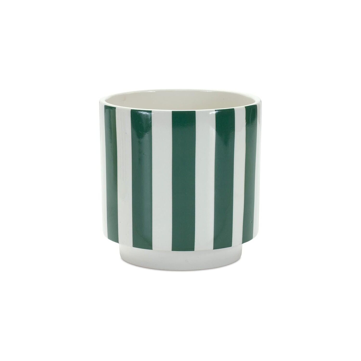 Green and White Striped Dolomite Indoor/Outdoor Planter Set