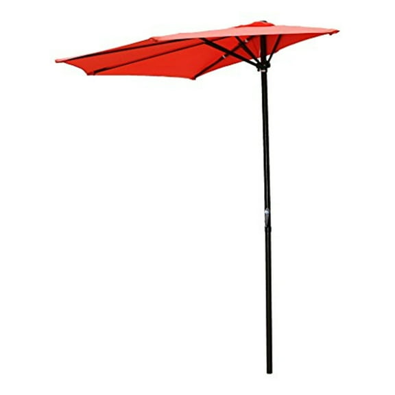 Maykoosh Half Round Wall Hugger Umbrella with Space-Saving Design, Durable Canopy, Sturdy Frame, Perfect for Balconies, Patios, Decks, and Outdoor Seating-Color:Tangerine Dream