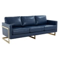 thumbnail image 1 of Maykoosh Handmade Home Modern Mid-Century Upholstered Leather Sofa with Gold Frame, 1 of 5