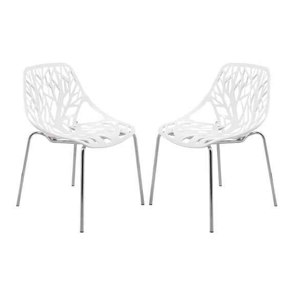 Modern Dining Chairs Set of 2 - Hollywood Regency Style Accent Chairs Chrome Legs