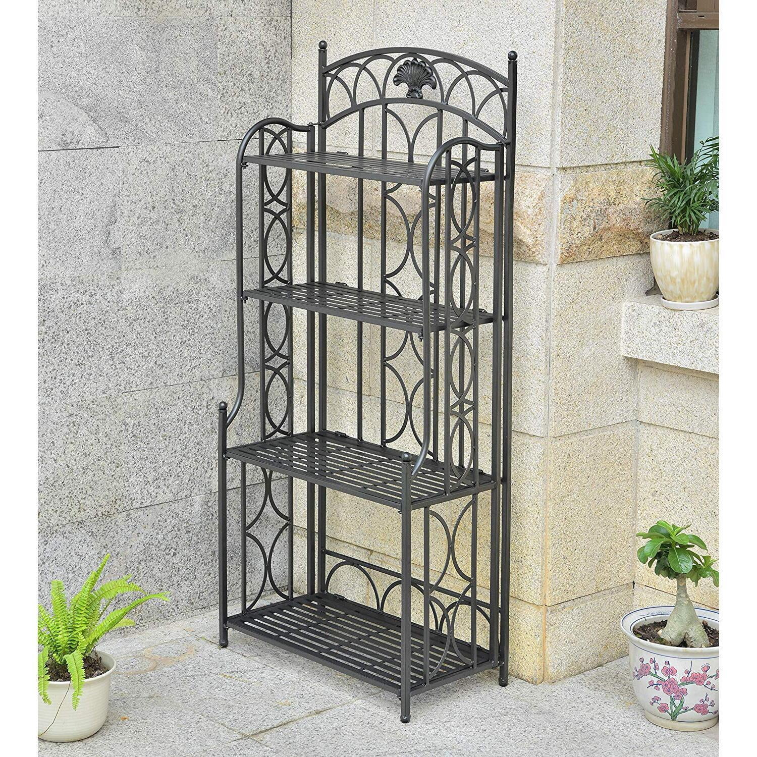 Stone Baker Rack Maykoosh Iron 4-Tier Baker's Rack - Versatile Indoor/Outdoor Storage ...