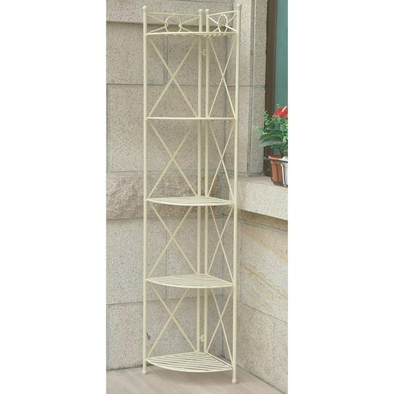 5-Tier Corner Shelf Baker's Rack - Maykoosh White Wash - Space Saving Storage for Kitchen, Pantry, Living Room