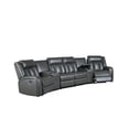thumbnail image 1 of Maykoosh Island Interiors Max 5 Piece Modern Manual Recliner Sectional Set, Gray Vegan Faux Leather, 1 of 4