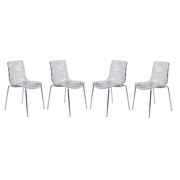 Modern Dining Chairs Set of 4 - Acrylic Shell, Chrome Legs - Versatile Accent Chairs for Kitchen, Living Room