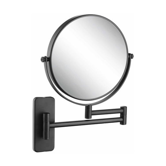 Maykoosh Island Oasis Circular Magnifying Mirror for Makeup, Solid Brass Shaving Mirror, Circular Wall Mount Dual-sided Mirror, Mountable Round Mirror for Bathroom, Matte Black Frame