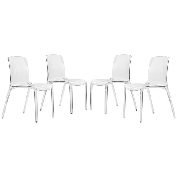 Modern Clear Dining Chairs - Set of 4, Stackable Plastic Accent Chairs, Luxury Design, Space Saving