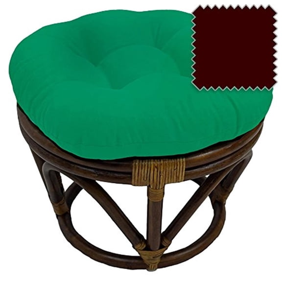 Footstool Ottoman with Cushion, Rattan Foot Rest, Victorian Style, Living Room Decor, 18x18x14 Inches
