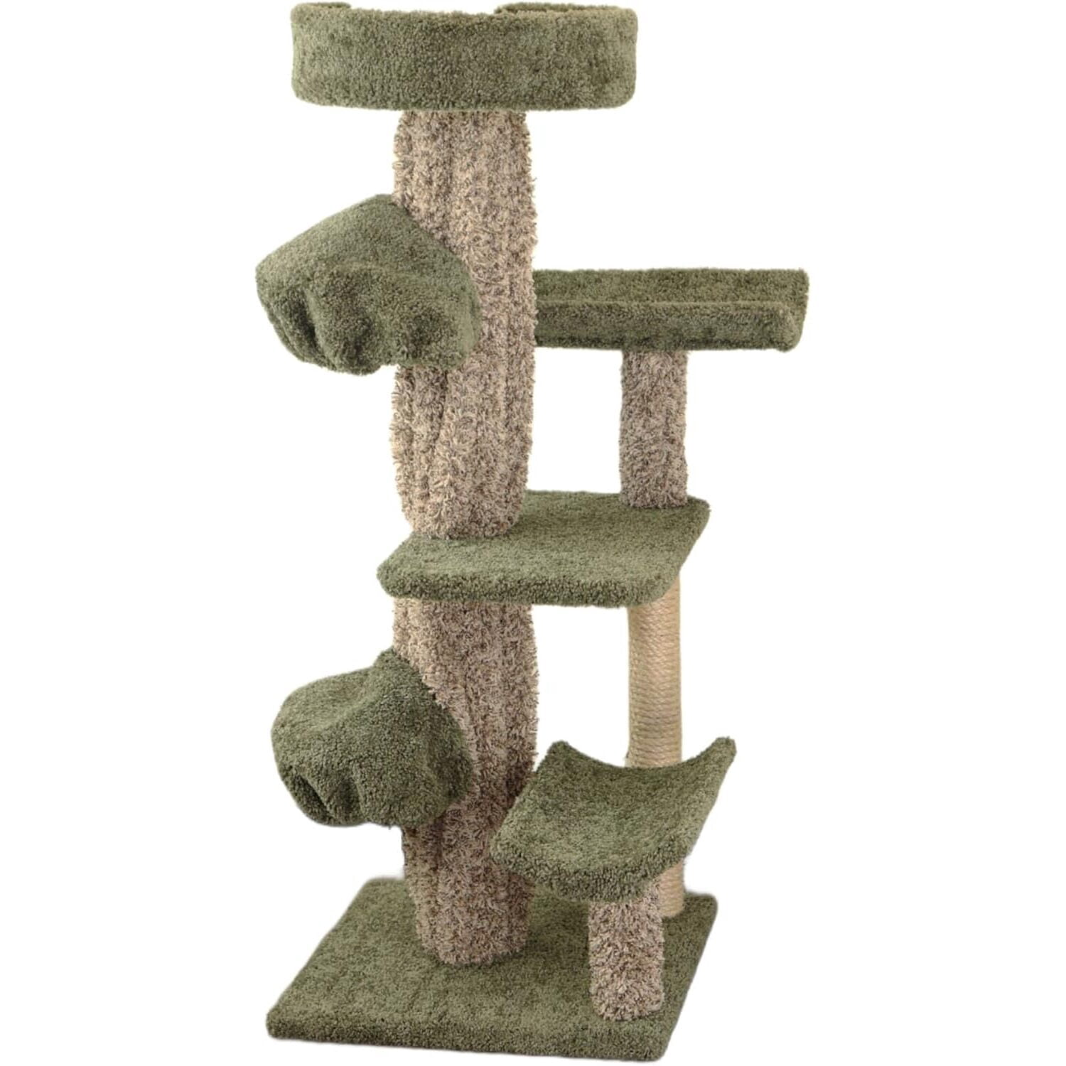 Maykoosh Natural Beauty Multiple Perch Cat Tree, Cat Tree with Scratch Post for All Cat Breeds, Indoor Cat Gym with Perches, Sturdy Wood Construction with Carpet Upholstery-Color:Green,Size:Round