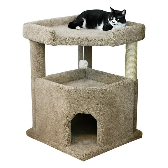Maykoosh Asian Aesthetics Round Multi Scratcher - 16 x 16 x 24 inches, Scratch Prevention Cat Post, Carpet Material, Easy to Assemble in Brown Color-Color:Brown,Size:24"W x 24"D x 32"H