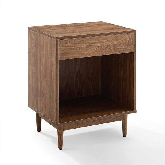 Maykoosh Medieval Majesty Record Storage End Table Walnut, 15.75"D x 20"W x 25.5"H, Space Saving, Easy Assembly with 1 Drawer, Adjustable Levelers in Legs