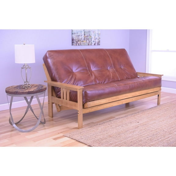 Futon Frame Sofa Bed Convertible - Mission Style Hardwood Futon with Mattress - 79L x 37W x 33H