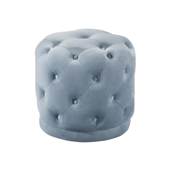 Maykoosh Lakefront Luxury Modern, Contemporary Velvet Upholstered Ottoman / Stool with Deep Button Tufting, Solid Wood Frame, 18" W x 18" D x 17" H-Color:Sky Blue,Size:Round