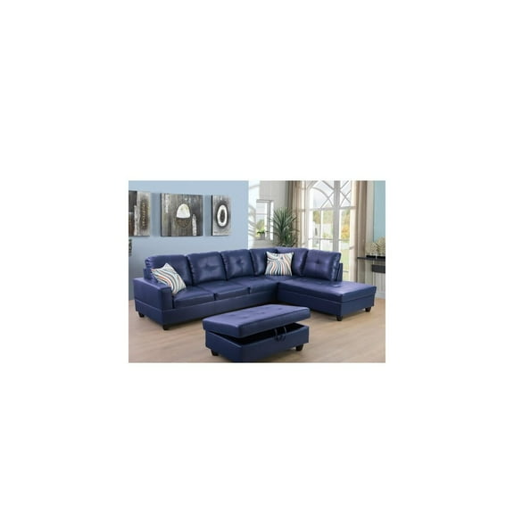 L Shape Sectional Sofa Sets Living Room Furniture Denim Microfiber Ottoman Pillows