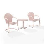 Maykoosh Mediterranean Mingle Retro Metal 3-Piece Seating Set 2 Chairs and Side Table, Pink, 20.5 x 20.5 x 37.88 in, Sturdy Powder Coated Steel Frame, Modern Outdoor Seating Set, Patio Dining Set