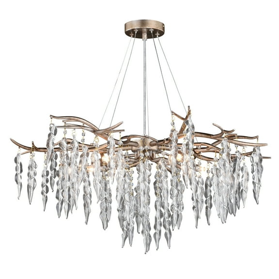 Maykoosh Mediterranean Mingle 5 Light Silver Crystal Waterfall Chandelier