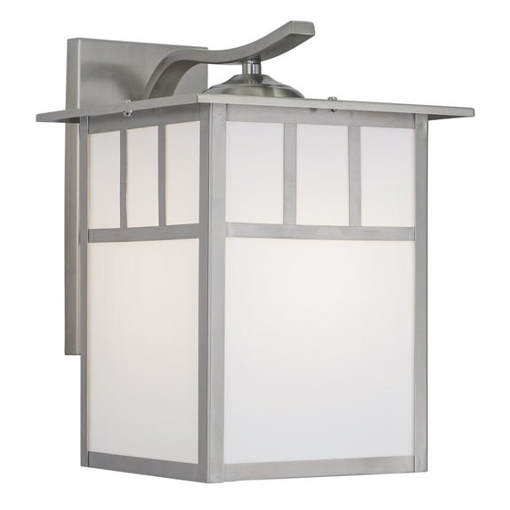 Outdoor Wall Lantern - 1 Light Rectangle - Stainless Steel & White Glass - Exterior Lighting