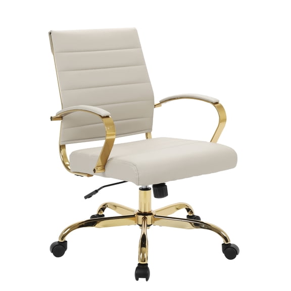 Maykoosh Mid-Century Marvel Leather Office Chair With Gold Frame