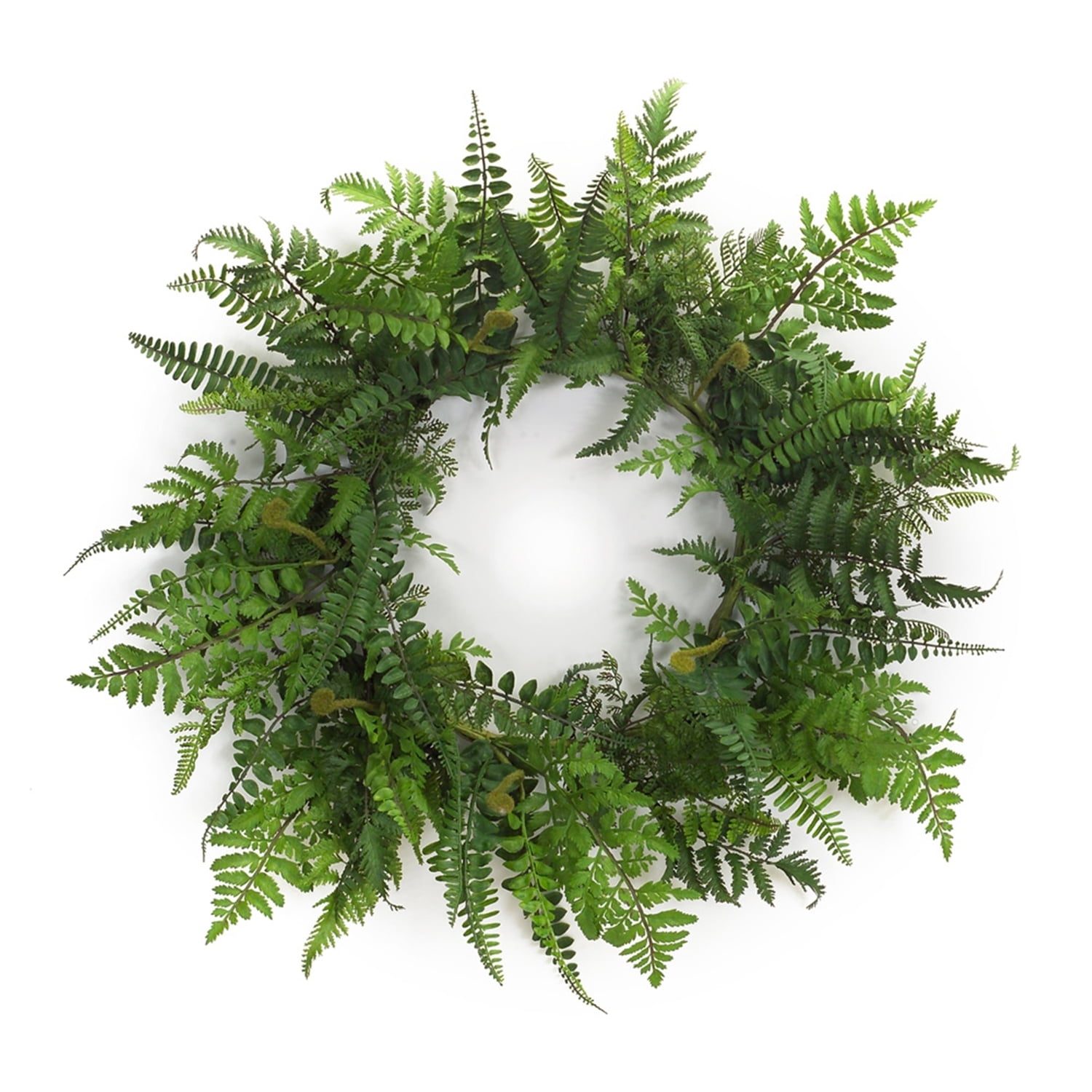 Green Artificial Fern Mix 24'' Outdoor Wreath
