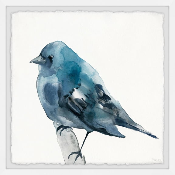 Modern Bird Wall Art Print - Bluebird Framed Painting - Home Decor Picture for Living Room