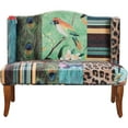 thumbnail image 1 of Maykoosh Modern Motifs Bird Collage Print Settee with Plush Velvet Upholstery, Adjustable Foot Pads, and Sturdy Wood Frame - 38� H for Vibrant Living Room or Hallway Seating, 1 of 6