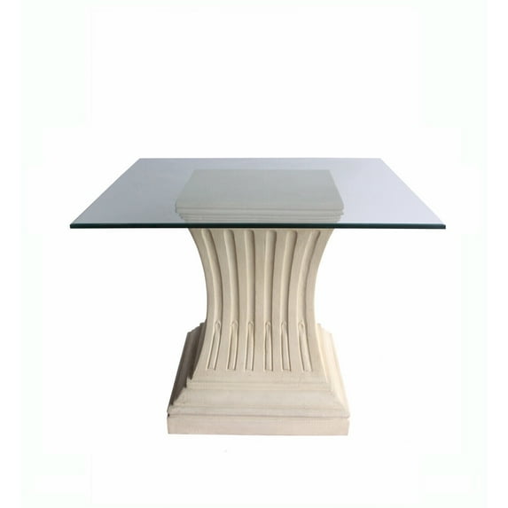 Modern Dining Table - 36 Inch Round Table Base - Cast Limestone Design - Indoor Outdoor Use