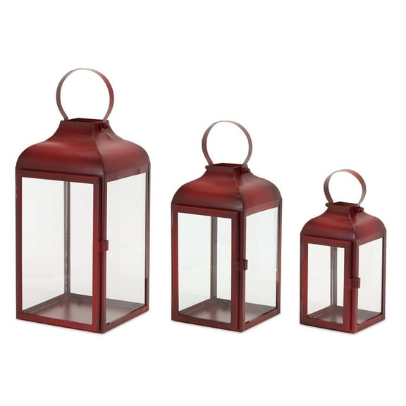 Maykoosh Modern Red Metal Lantern (Set Of 2)