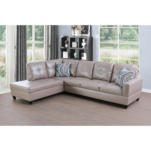 Maykoosh Mountain Lodge L Shape Sectional Sofa Sets With Waist Pillows For Living Room, Latte