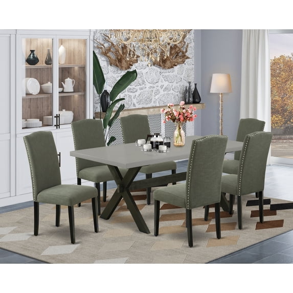 Small Set Small Dining Table Set - 7 Piece Dinette Set with 6 Parsons Chairs ...