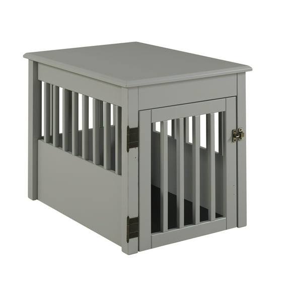 Natural End Table - Grey Finish - Mission Style - Solid Wood - Pet Enclosure - 24" H x 21" W x 30" D