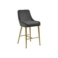 thumbnail image 1 of Maykoosh Natural Beauty Modern, Contemporary Velvet Upholstered Counter Stool with Polished Gold Metal Legs, Set of 2, 23" W x 21" D x 40" H, Ideal for Bar and Pub Height Tables-Color:Grey, 1 of 8